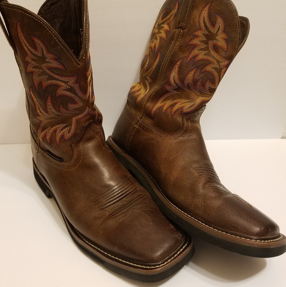 Mens Justin Cowboy Boots Square Toe Size 13